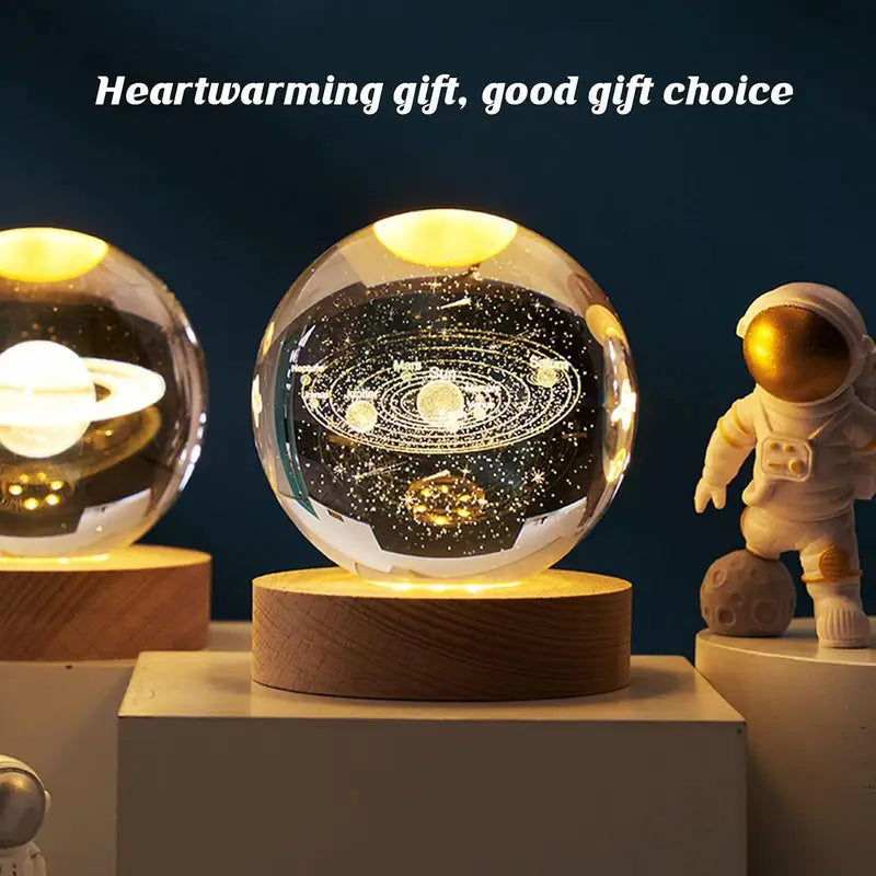 3D Crystal Ball Night Light Warm White Decoration Ball Projection Lamp