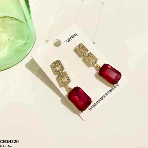 CEDH220 BTO Sterling Square Drop Earrings Pair - CEDH