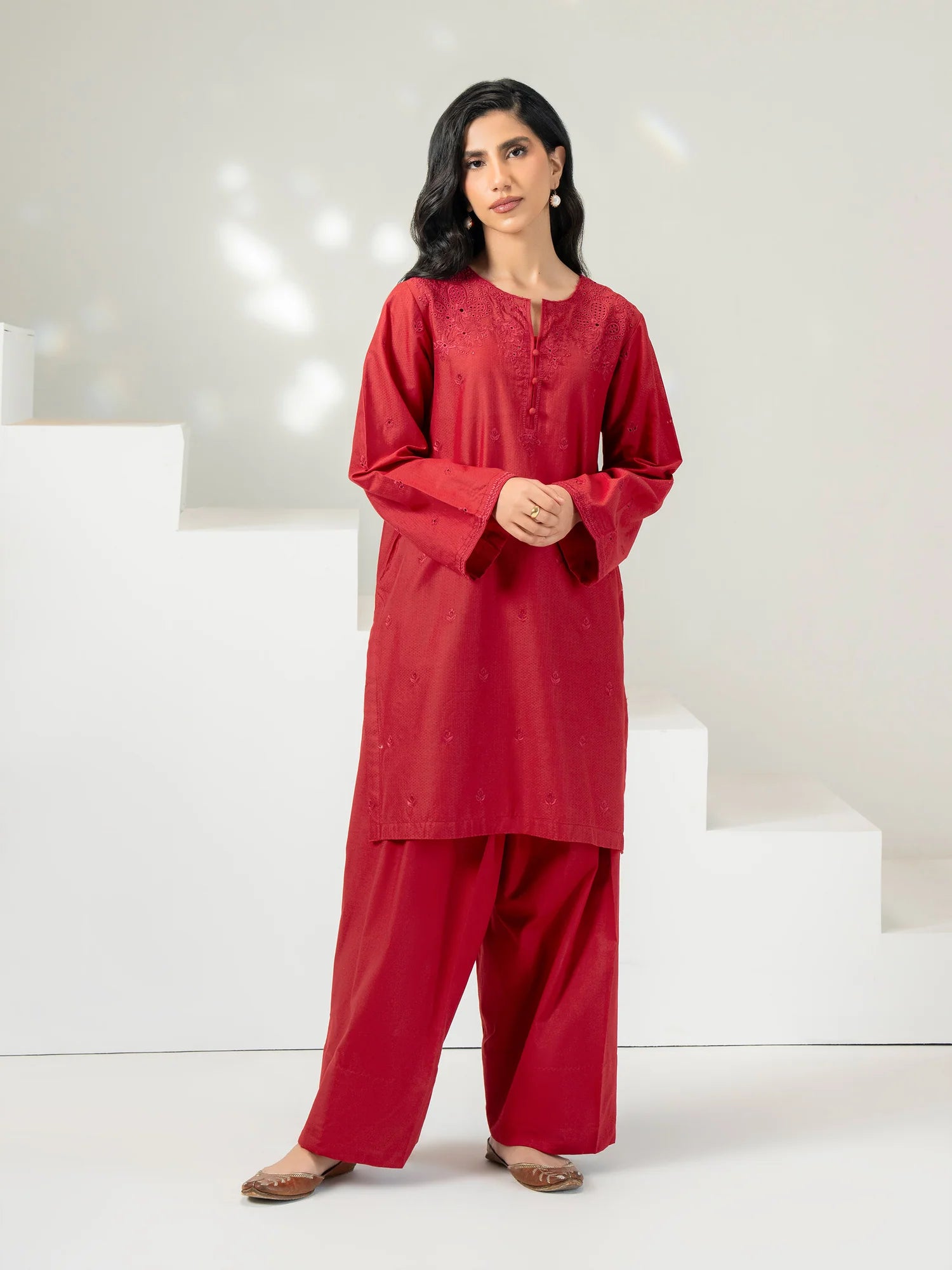 2 Piece Dobby Suit-Embroidered (Pret)